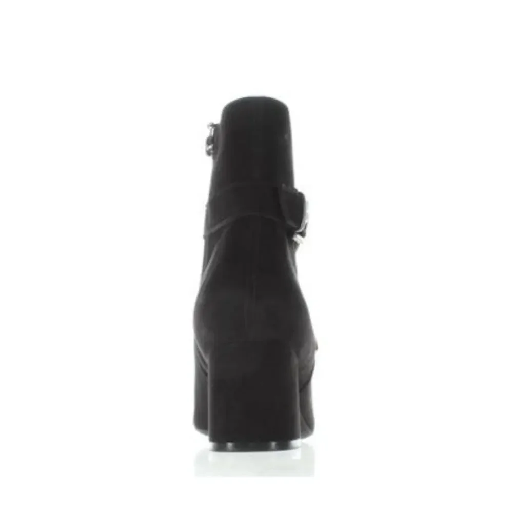 Marc Joseph Madison Boots 7.5 Black Suede NWT Heel Buckle Capsule Academia Prep